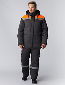Куртка зимняя Экспертный-Люкс NEW (тк.Смесовая,210), т.серый/оранжевый%