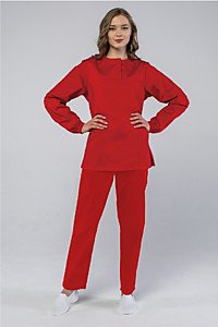 Женский костюм ХАССП-Стандарт (ткань Оптима, 160), красный%