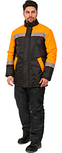Куртка зимняя Стандарт (тк.Оксфорд), черный/оранжевый%
