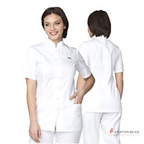 Куртка медицинская женская "Медик" белая,(45% полиэстер, 55% хлопок), плотность 145 г/м²,