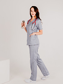 Костюм медицинский женский №430 Cotton Premium, цвет серый.