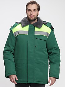 Куртка зимняя Бригада NEW (тк.Смесовая,210), зеленый/лимонный