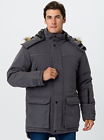 Куртка зимняя Аляска-Люкс (тк.Карелия), серый,черный,т.синий.