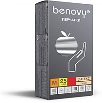 Перчатки BENOVY™ латексные неопудренные особопрочные удлиненные 13гр. (25 пар) синий