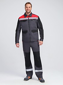 Костюм ProfLineBase-2 (тк.Твил,210) п/к, т.серый/черный/красный