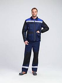 Костюм ProfLineBase-1 (тк.Твил,210) брюки, т.синий/черный/васильковый