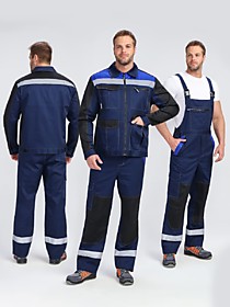 Костюм ProfLineBase-2 (тк.Твил,210) п/к, т.синий/черный/васильковый