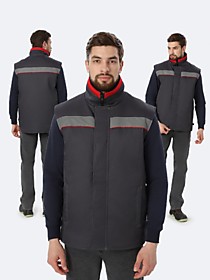 Жилет утепленный Грей (тк.Балтекс,210), т.серый/красный