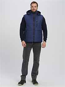 Жилет утепленный с капюшоном Резко (тк.Таслан,135), т.синий