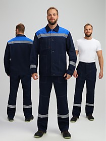 Костюм Лигор-1 СОП (тк.Саржа 250, х/б 100%.) брюки, т.синий/васильковый